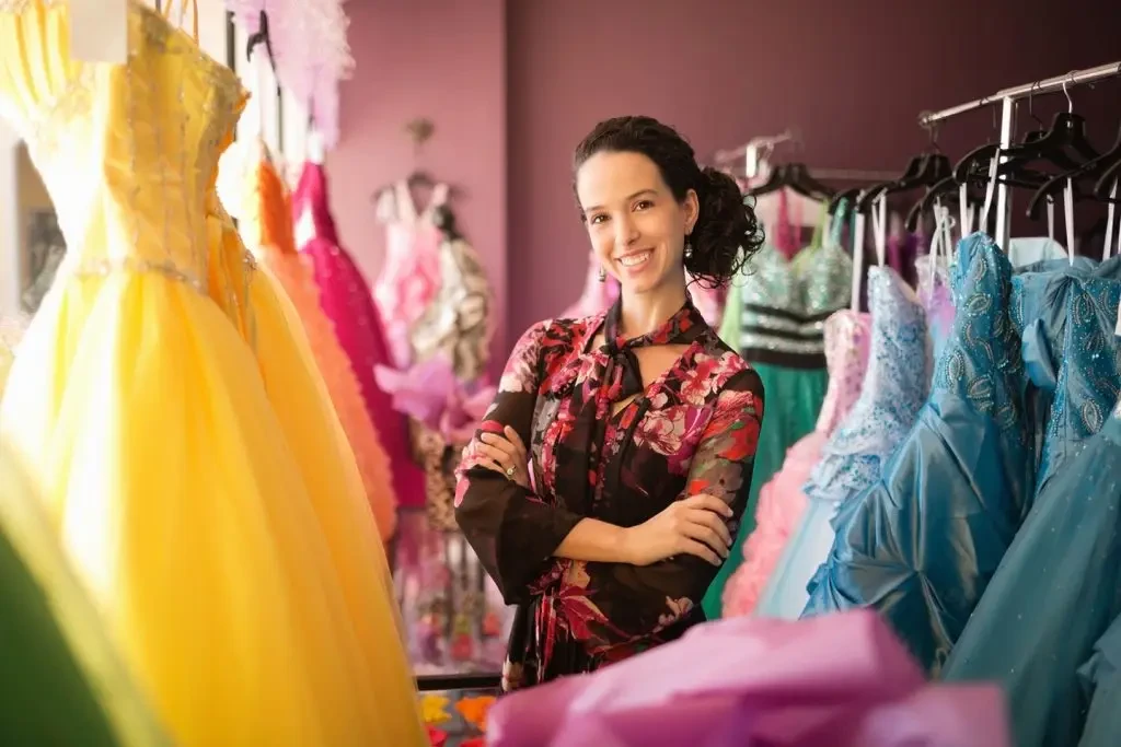 Colorful quinceañera dresses.