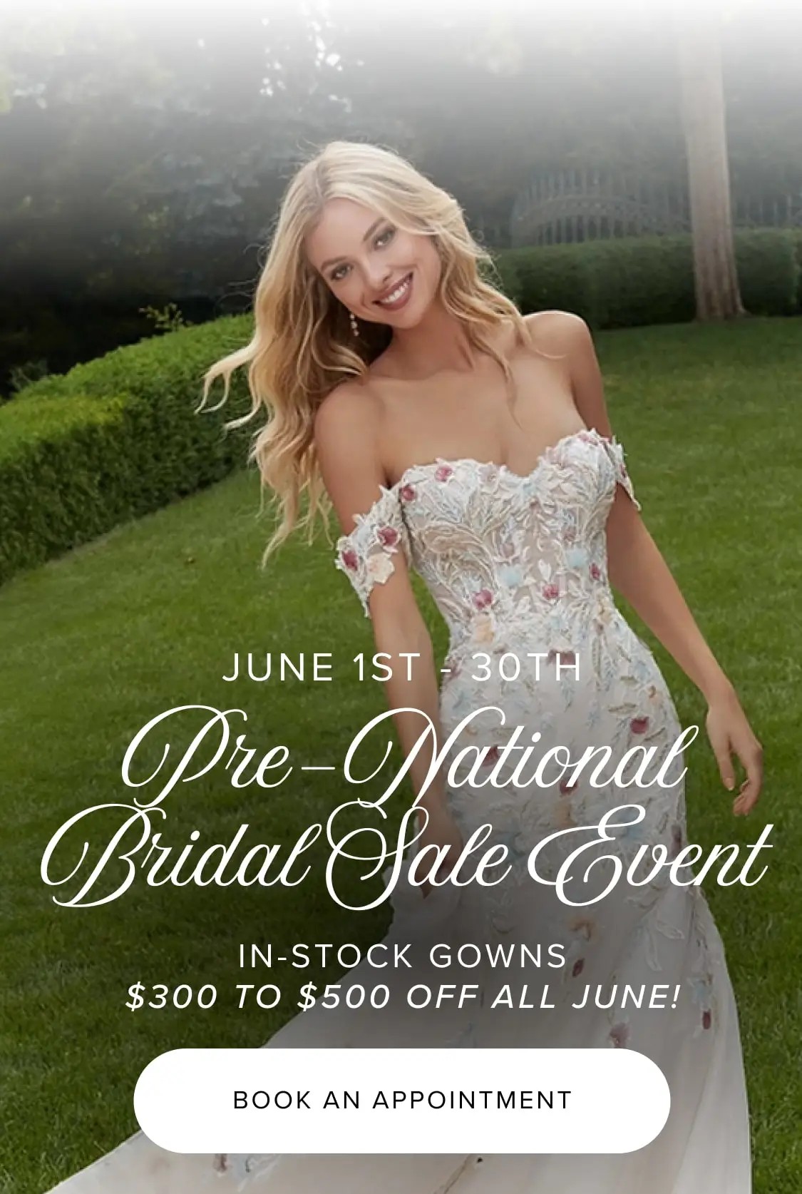 Pre national bridal sale event banner